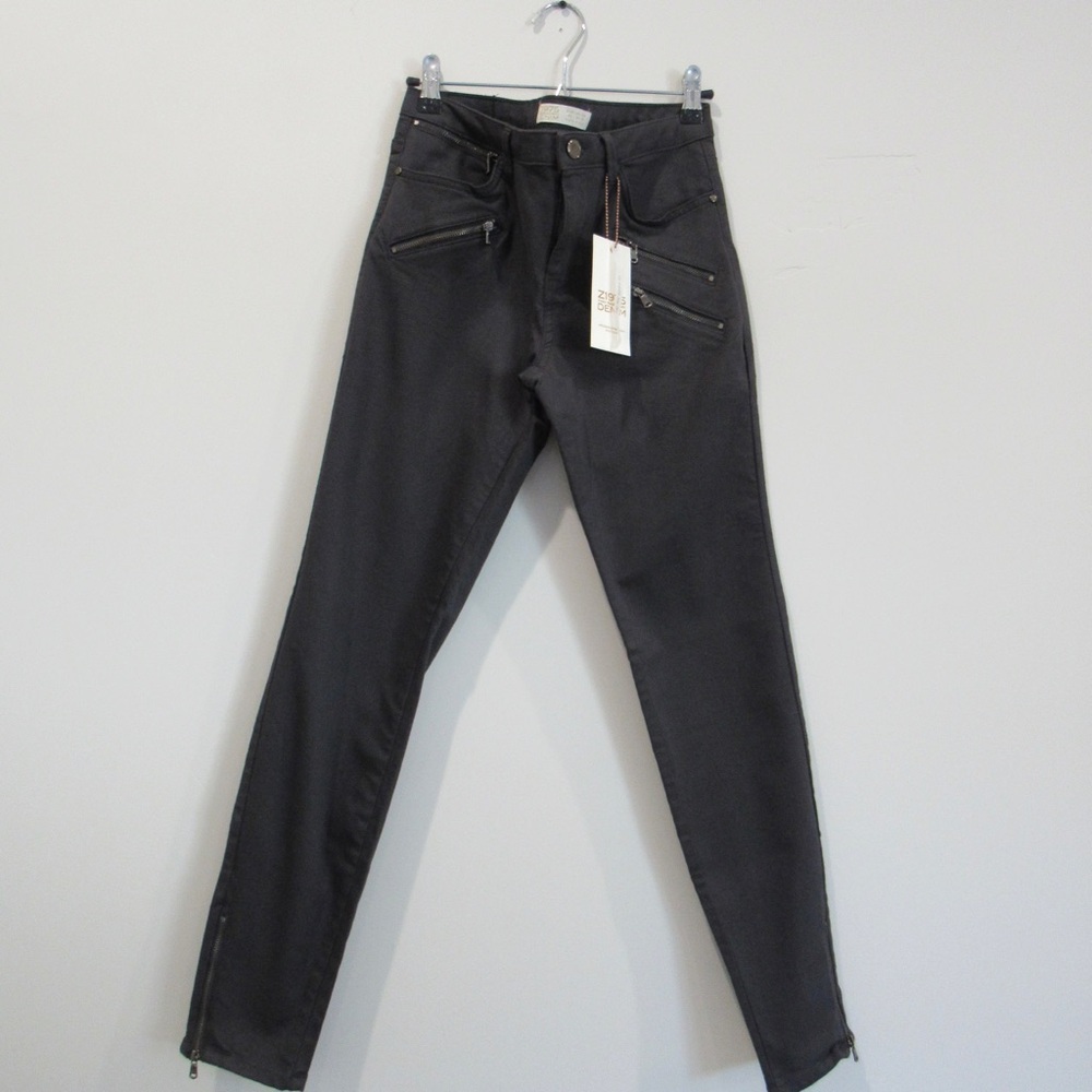 Zara Mid Rise Power Strech Zipper Skinny Jeans Size (8)